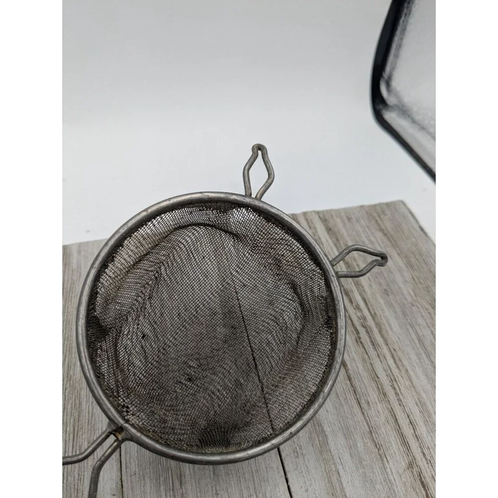 Vintage Ekco #1 Black Handle 9 1/2" Hand Strainer Screen Sifter 2 3/4" Basket - Picture 2 of 7